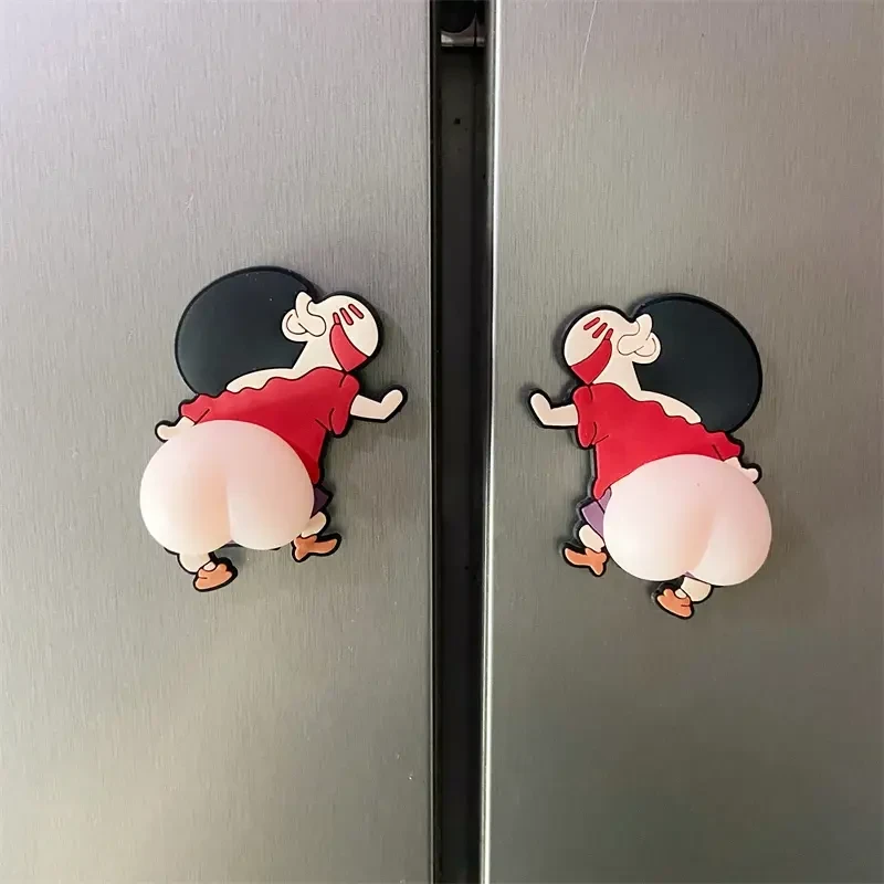 可爱见包装蜡笔小新软屁股冰箱贴卡通硅胶汽车防撞贴家用立体装饰