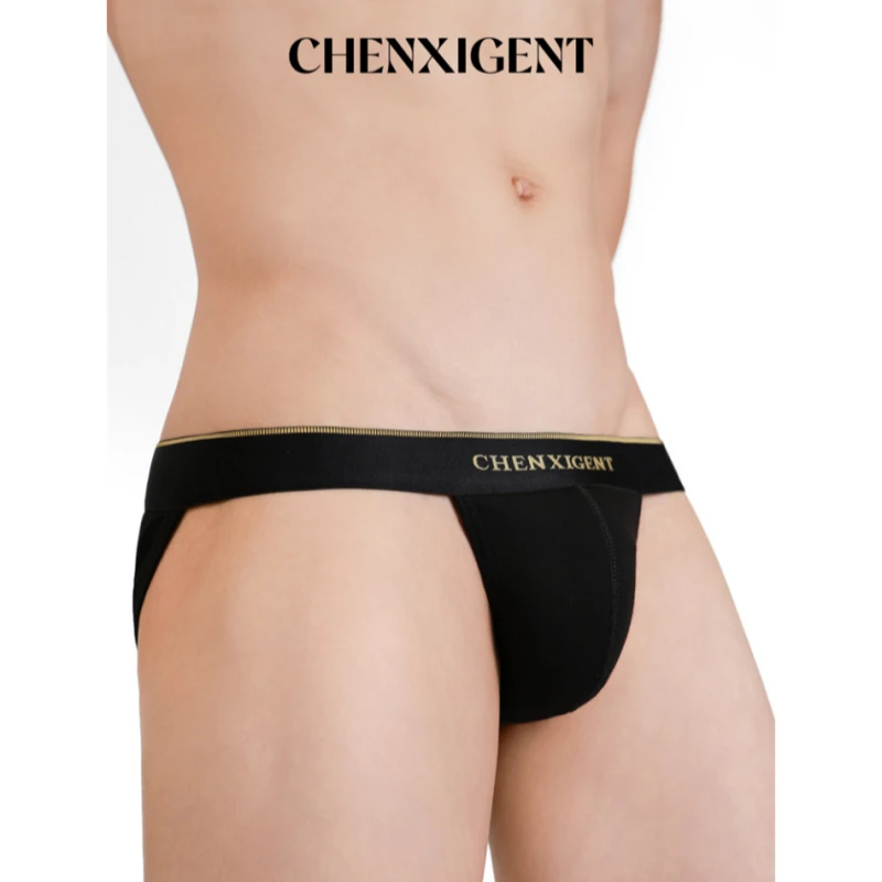 CHENXIGENT男士精梳棉高开叉三角无痕舒适金边商务经典三角短裤