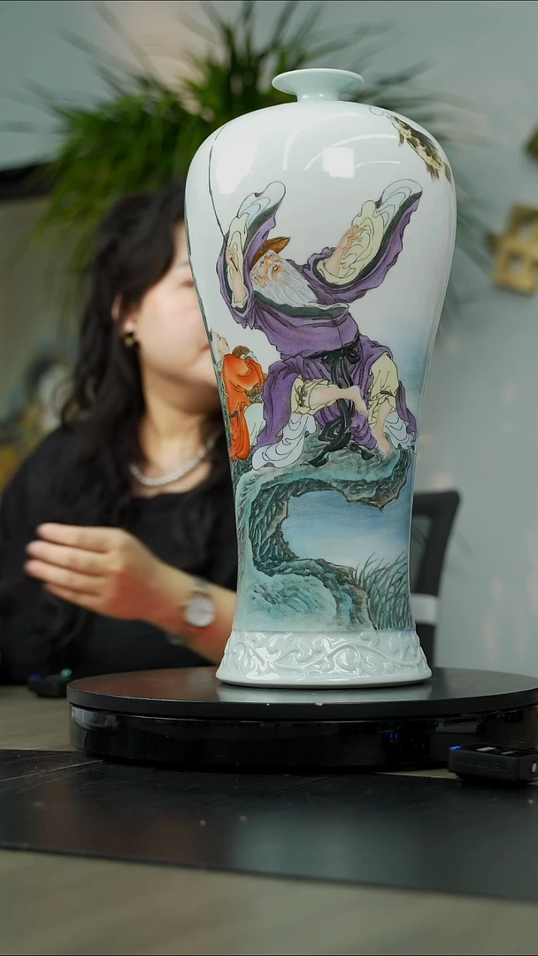 摆件景德镇陶瓷渔翁梅瓶