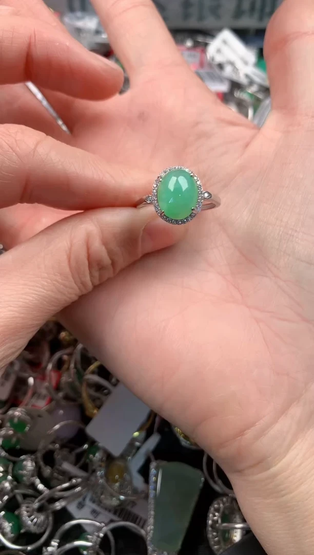 银S925镶嵌戒指翡翠6             3