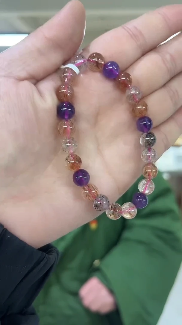 【闪购商品】水晶手链未镶嵌天然黑金彩超手串多样性发一8mm