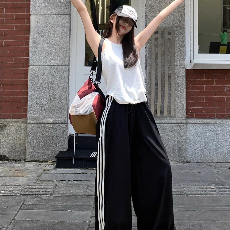 D三条杠阔腿裤0323