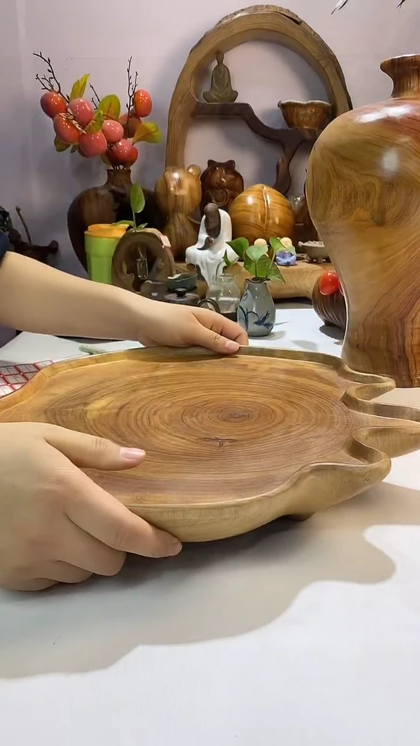 【闪购商品】香樟木A29四足石榴干泡/尺寸38*40*6