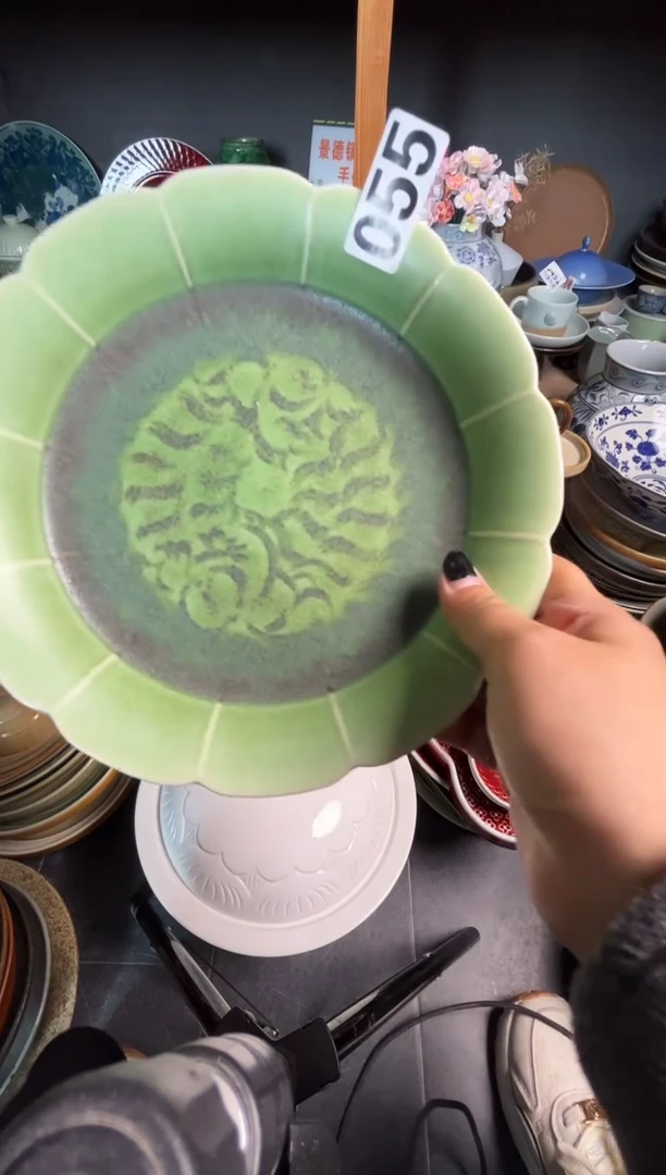 瓷片董****ʸ055美人醉花边盘