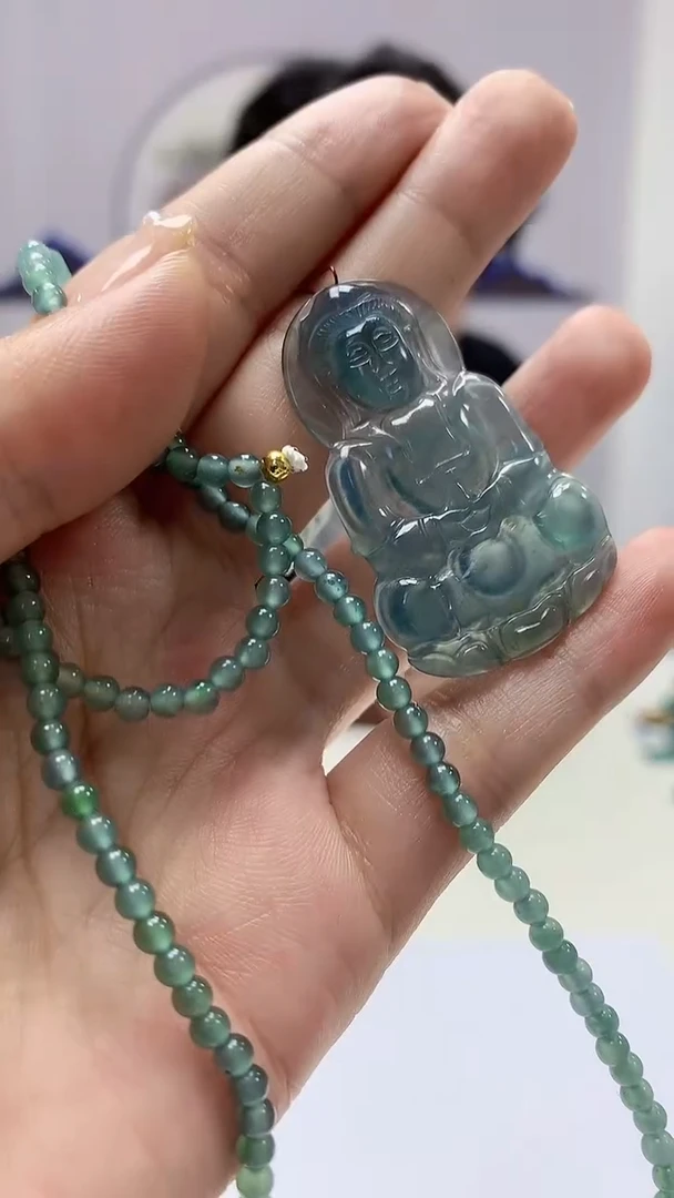 【闪购商品】定制翡翠未镶嵌5145ms-毛货71观音赠珠链