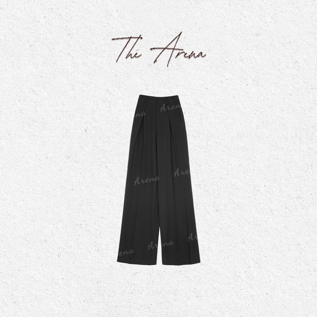 “富贵花”（小个子版）醋酸宽松垂坠褶裥西装空气裤XY-7526-2