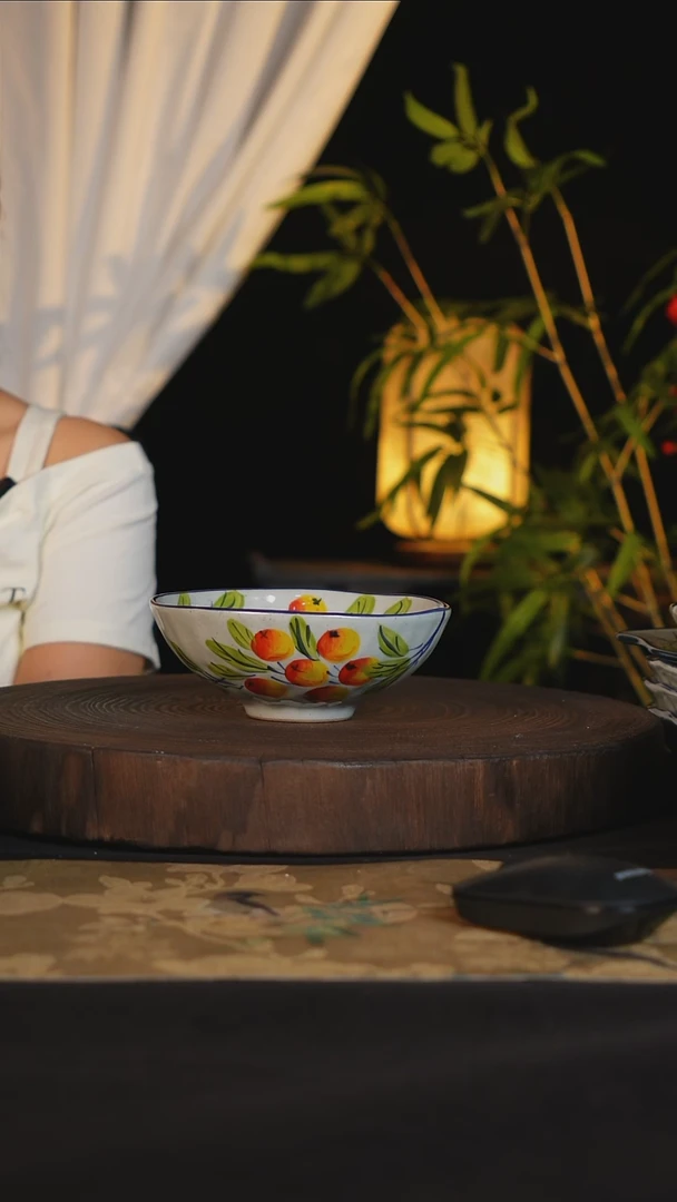 碗景德镇手工手绘高温釉下彩可进蒸箱烤箱洗碗机