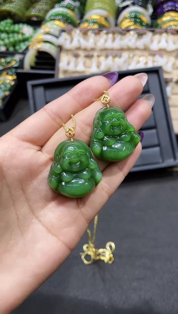 【闪购商品】和田玉吊坠18K金镶嵌32MM多样性发一