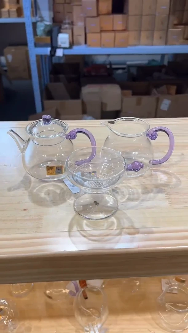 禾器-清莲壶浅紫+浮莲浅紫+奉珠茶漏浅紫