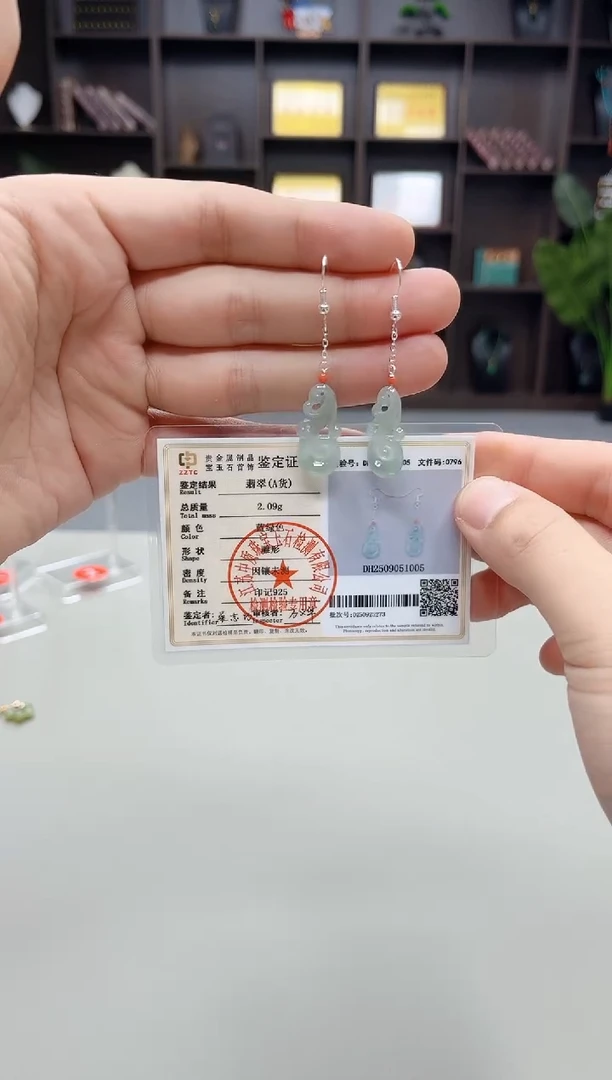 银S925镶嵌翡翠耳饰W10