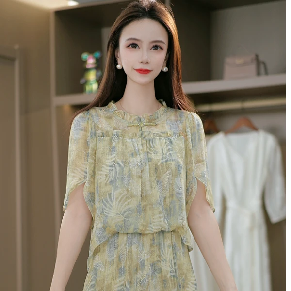 新款洋气知性夏季优雅温柔时尚减龄百搭显瘦连衣裙M-4XL