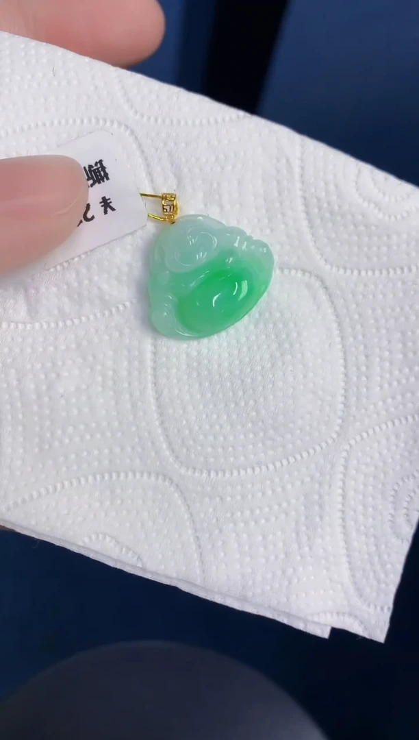 颈饰18K金镶嵌翡翠天然翡翠缅甸A货