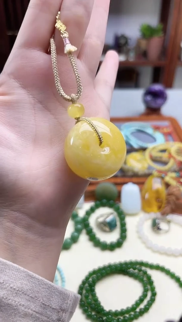 蜜蜡颈饰未镶嵌蜜蜡平安扣吊坠XW