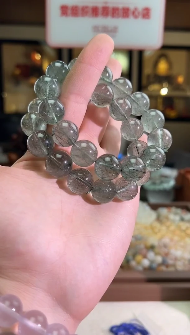 未镶嵌手链水晶16.8mm+透体绿发晶（多样性发一）