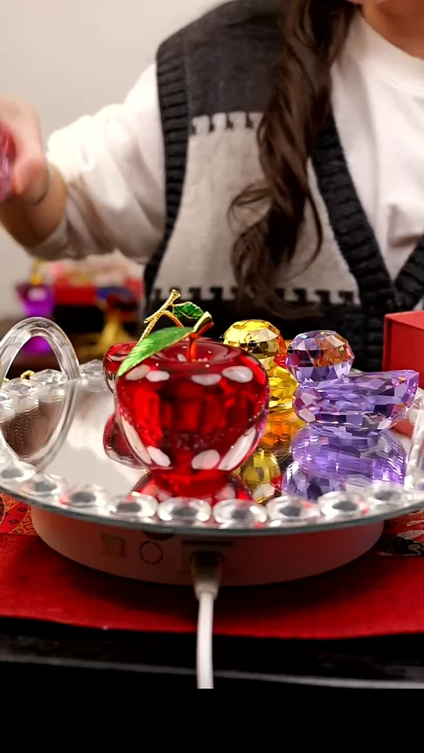 【闪购商品】琉璃红色大苹果摆件