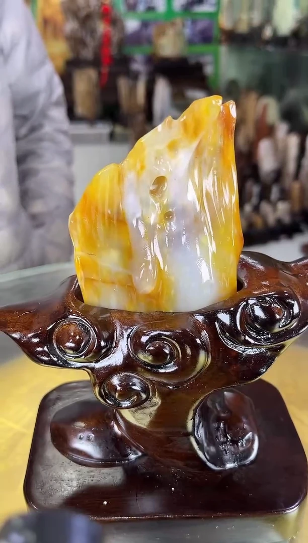 缅甸天然树化玉摆件