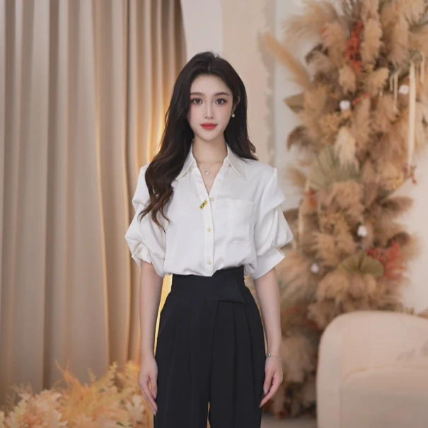 Basic House/百家好气质杏色时尚休闲夏季小众设计感B1335B529R2