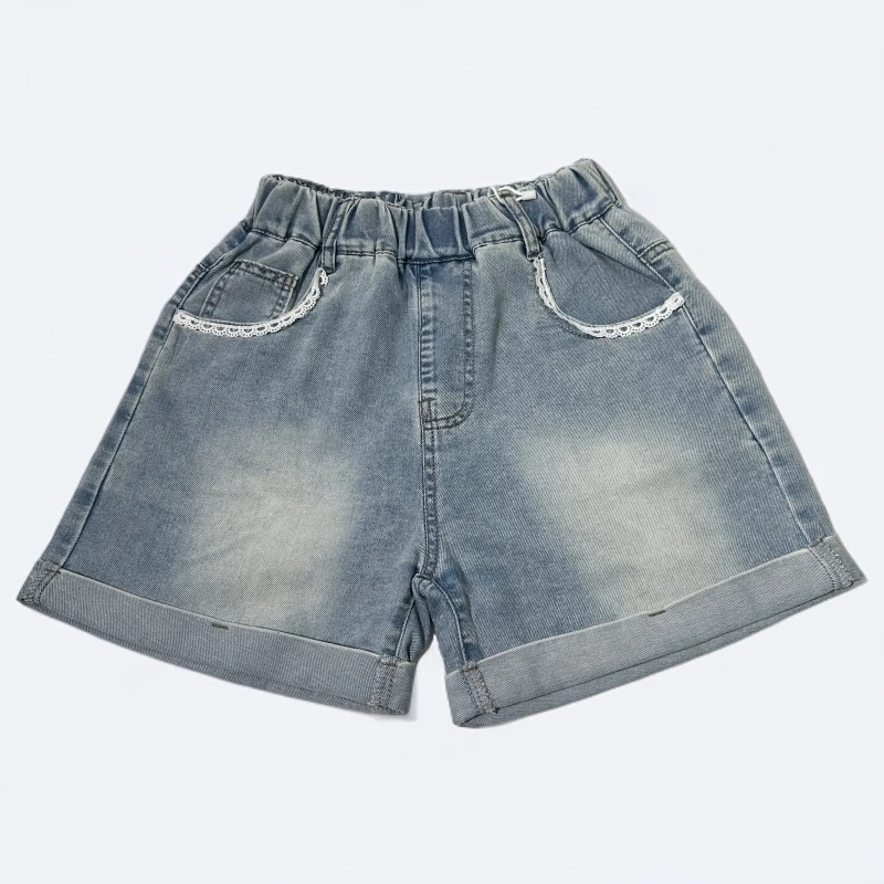 牛仔短裤中大童女夏季薄款牛仔短裤韩版洋气裤子儿童百搭时尚短裤