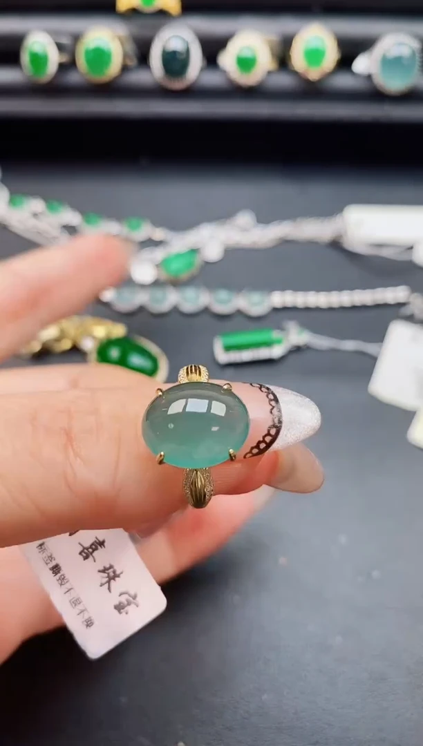 翡翠戒指银S925镶嵌5085