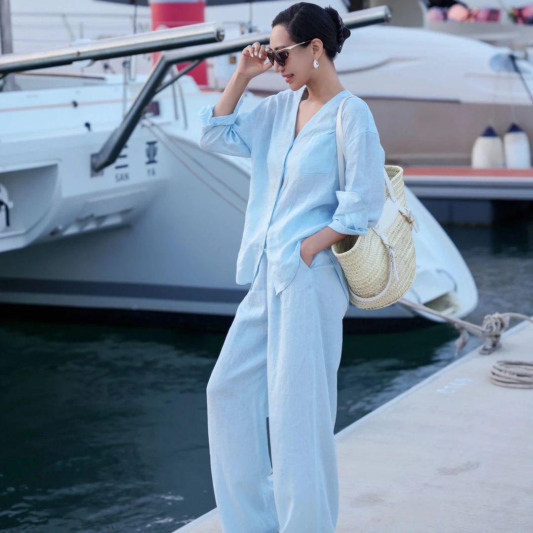 【Do.Fashion欧阳】“汉普顿”100%亚麻阔腿裤薄款宽松夏季百搭气质