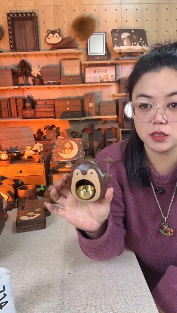 木北美黑胡桃实木企鹅门铃