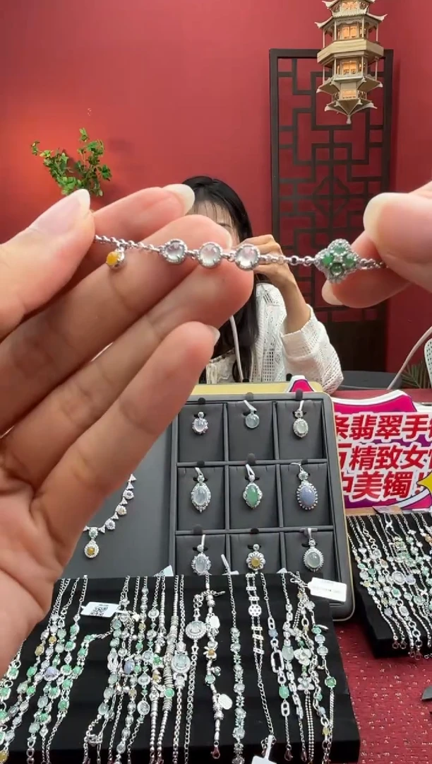 银S925镶嵌手链翡翠002828r