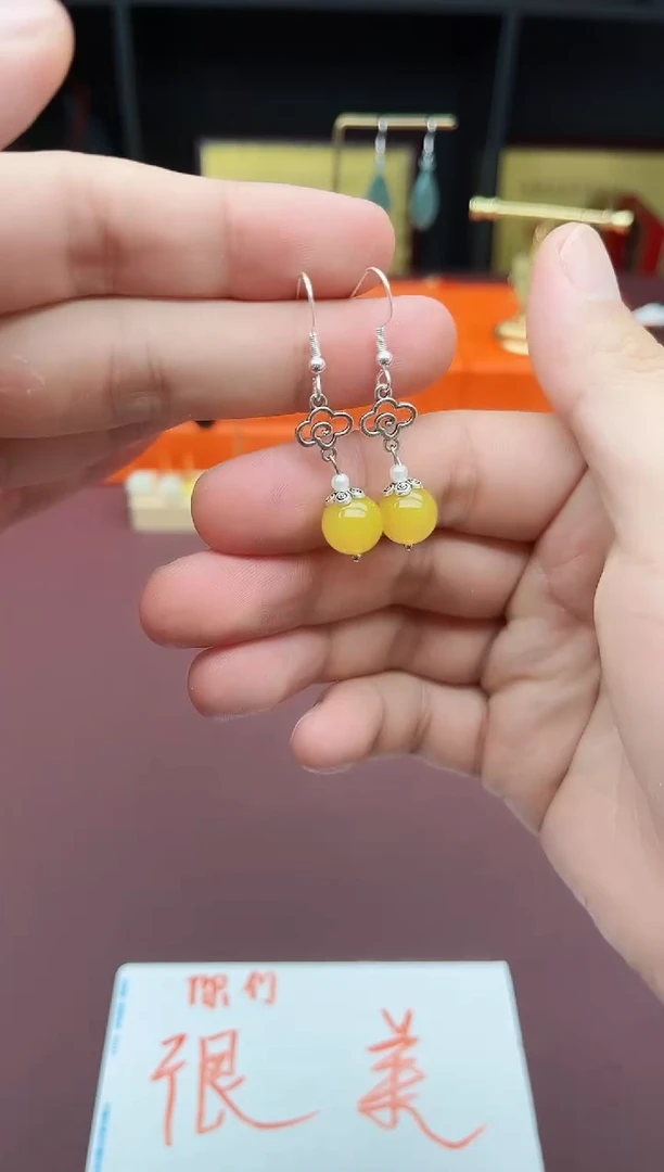 玛瑙/玉髓耳饰银S925镶嵌702000