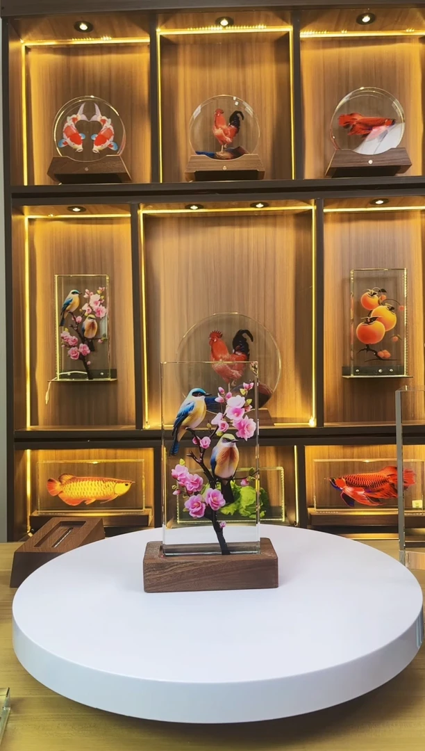 玻璃隨*瑕疵品磕碰喜鹊尺寸20*10*4+底座