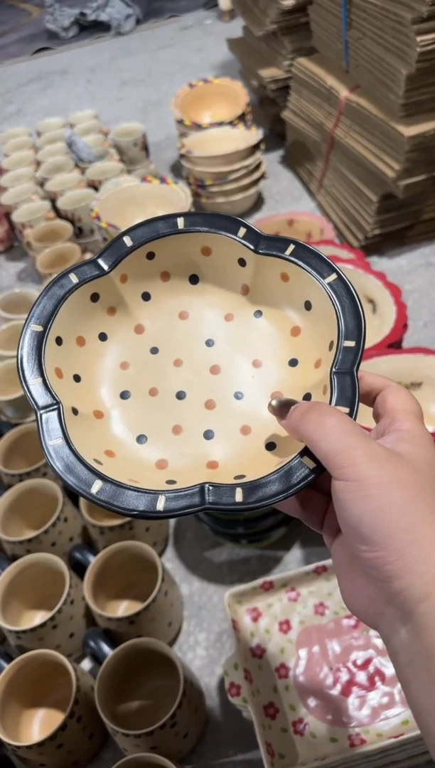 陶瓷点点盘子【十里高温釉下彩陶瓷】