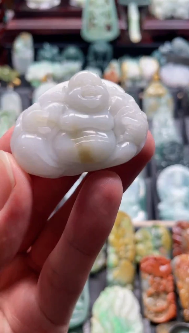 颈饰未镶嵌翡翠10  天然翡翠a货  弥勒佛