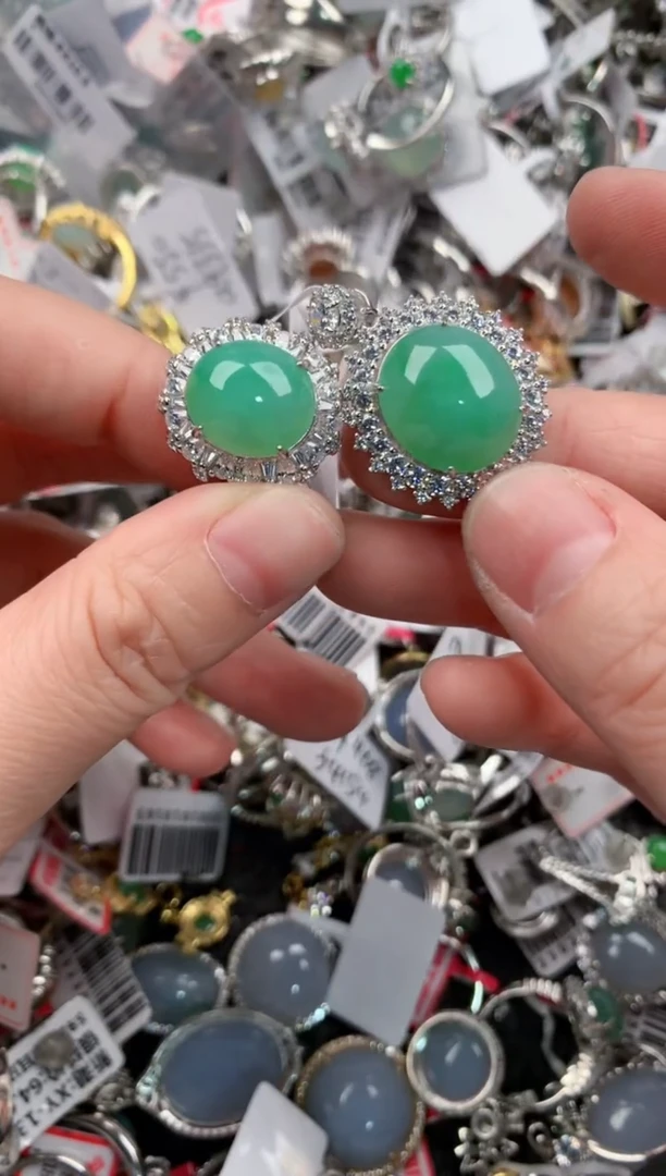 银S925镶嵌戒指翡翠3333---7