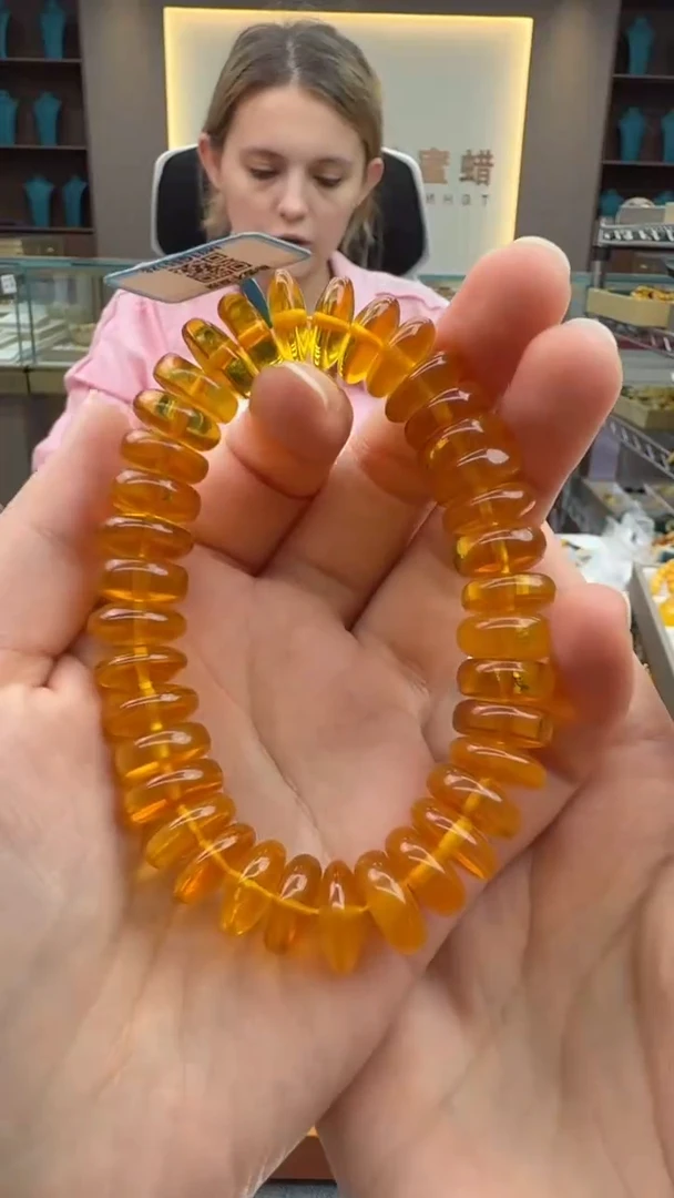 手链琥珀未镶嵌54秒拍号 假一罚三