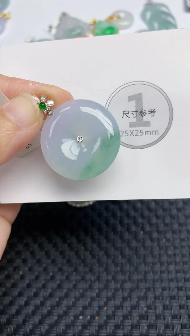 颈饰18K金镶嵌翡翠天然缅甸A货翡翠百元以上9元证书费自理