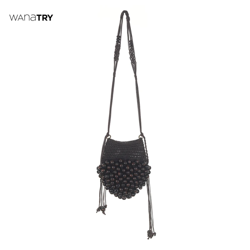 【自播专享】wana try 咖色重工手编橡果包