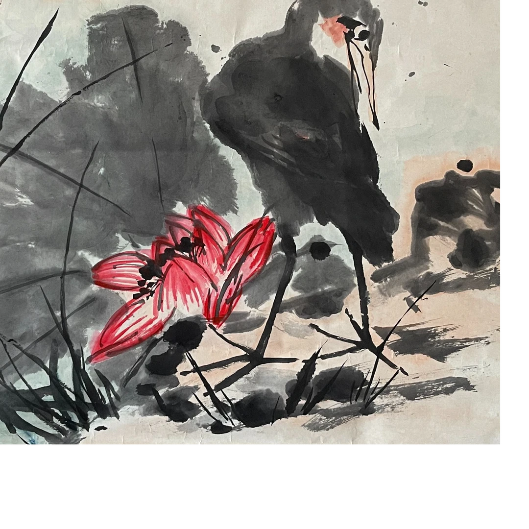 LOT.635 《花鸟》68*69cm 纸本设色镜片