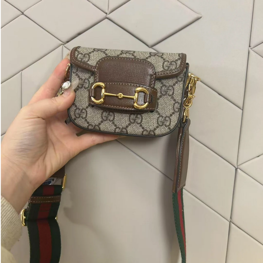 99新 GUCCI/古驰  焦糖色超迷你1955马鞍包