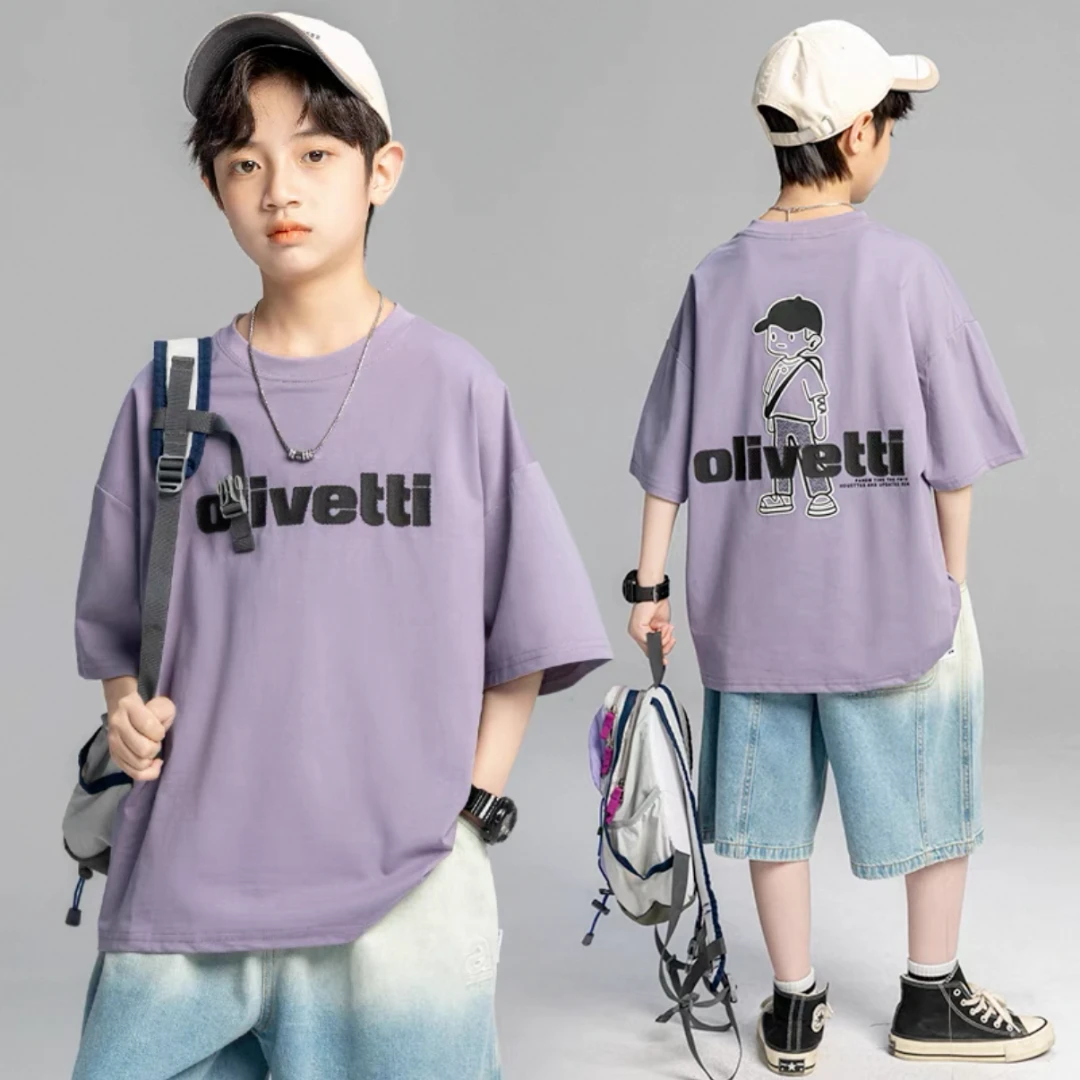 【小O同学】100%纯棉儿童T恤短袖2025年新款男孩半袖中大童夏季潮T