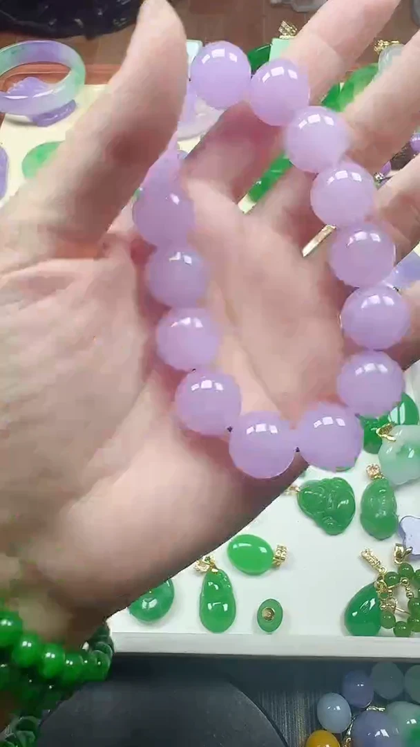 颈饰未镶嵌翡翠14mm紫串