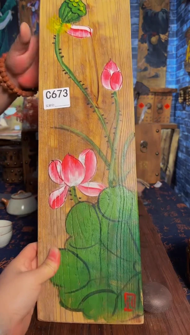 风化老门板丙烯画