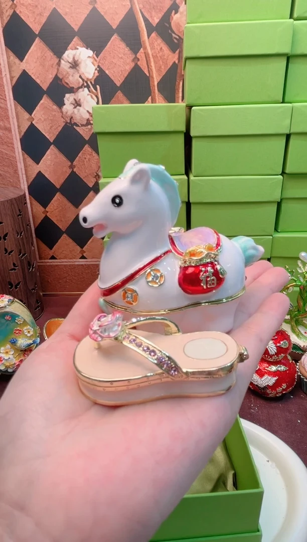 锌合金珐琅彩首饰盒摆件默认微瑕不退不换～