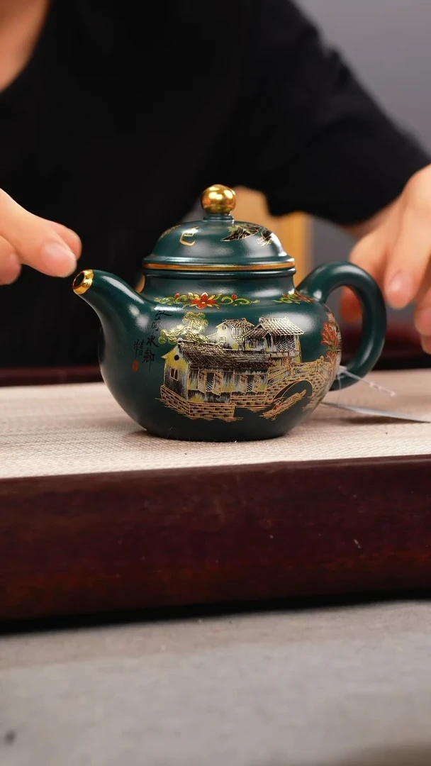茶壶紫砂苏门答腊青 掇球 忆江南珐琅彩
