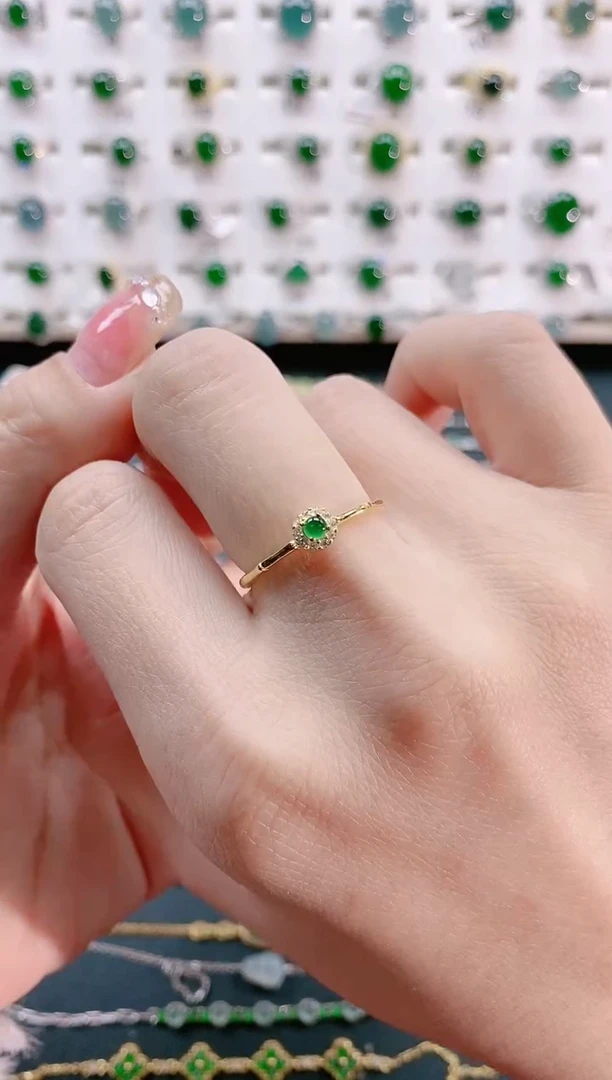 【闪购商品】翡翠戒指银S925镶嵌天然翡翠