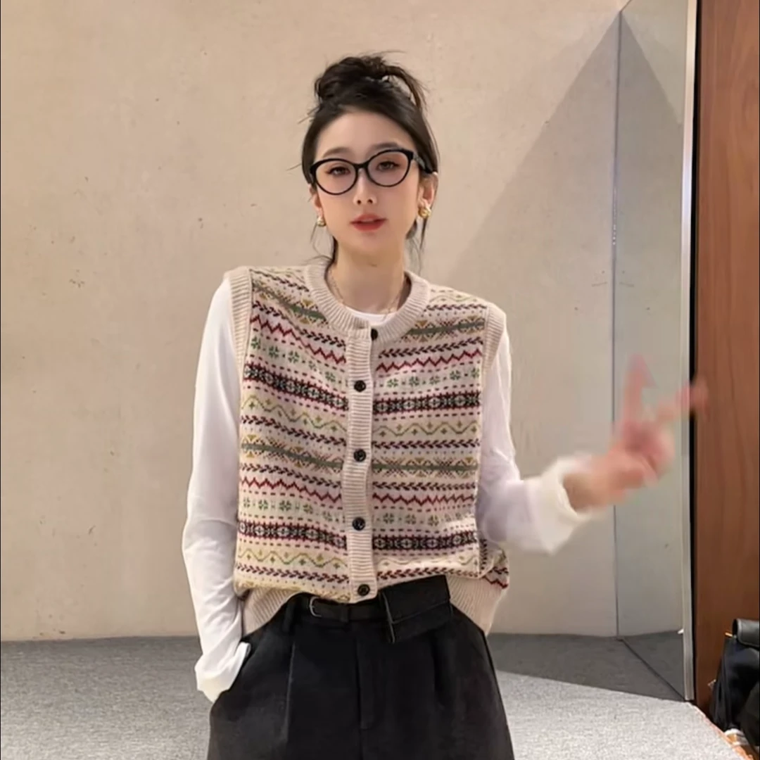 【苗姐优选】欧货冬季新款休闲百搭针织马甲高级感上衣两件3592-15