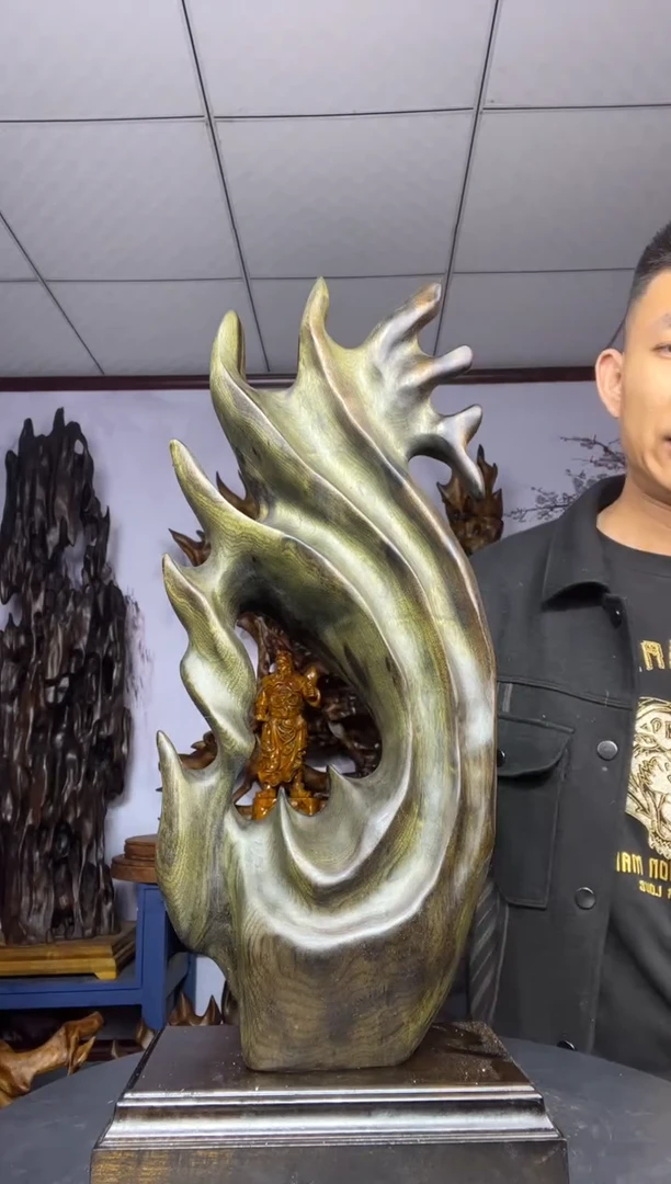 金丝楠木雕款明***楼金丝楠木工艺品摆件