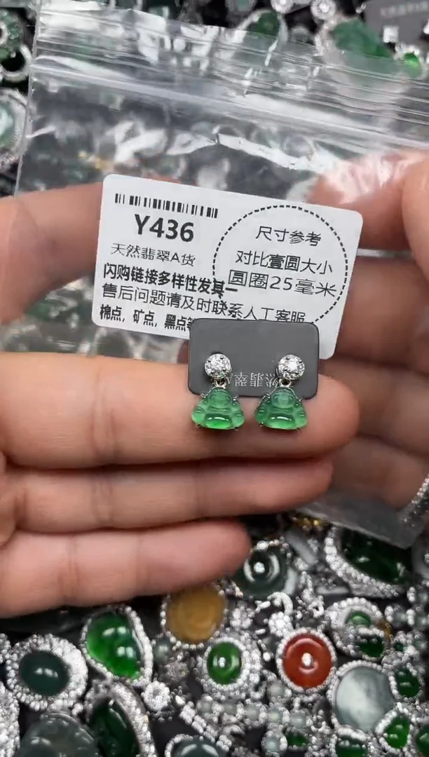颈饰未镶嵌翡翠Y436耳钉