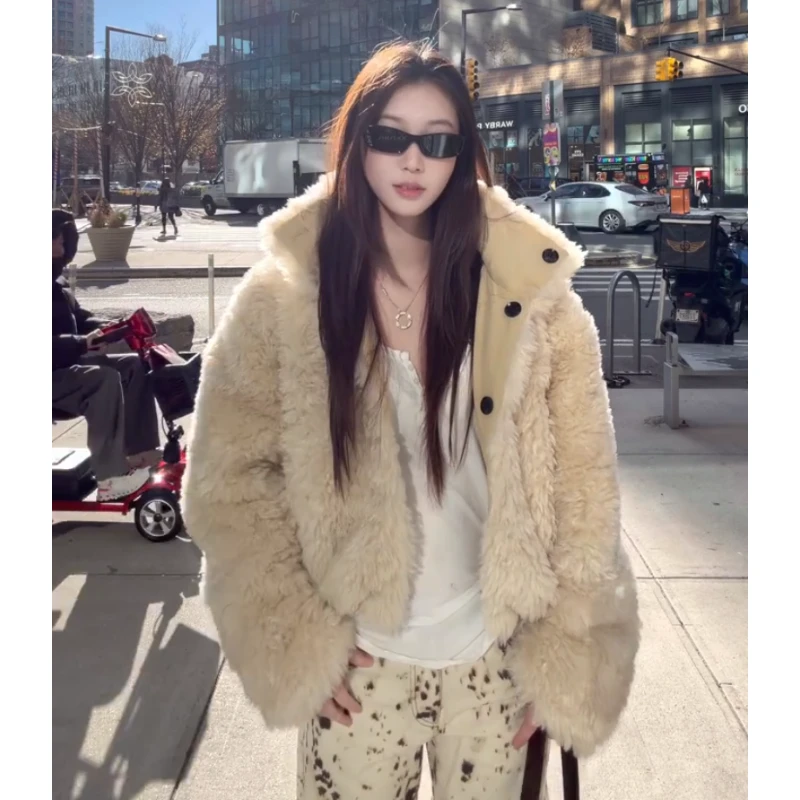 MARIE.COCO韩系千金风软糯毛绒外套搭设计感雪花豹纹休闲裤辣妹装