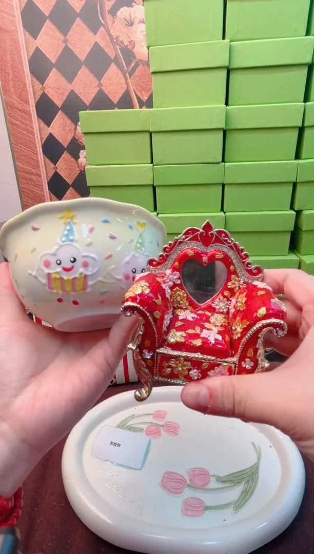 锌合金珐琅彩首饰盒摆件默认微瑕不退不换～