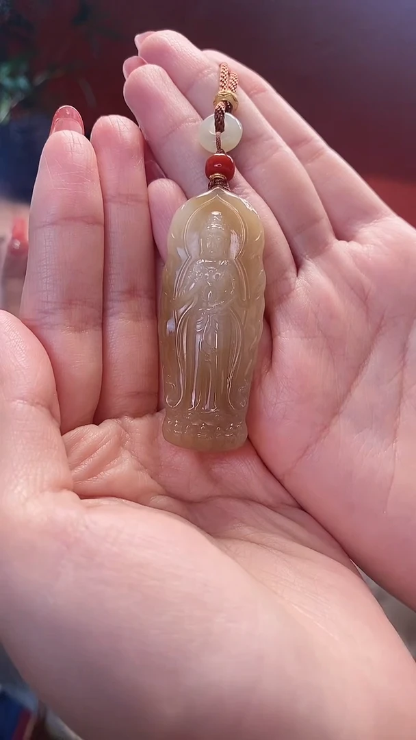 【闪购商品】和田玉（糖玉）挂件未镶嵌观音吊坠约56*22mm