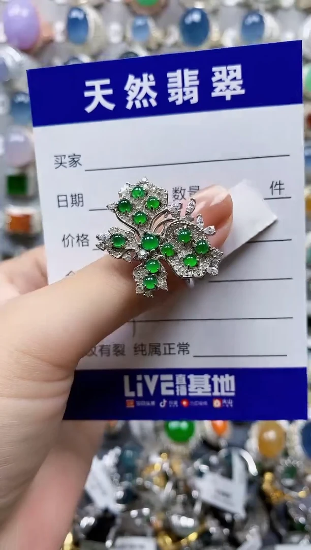 翡翠戒指银S925镶嵌0137