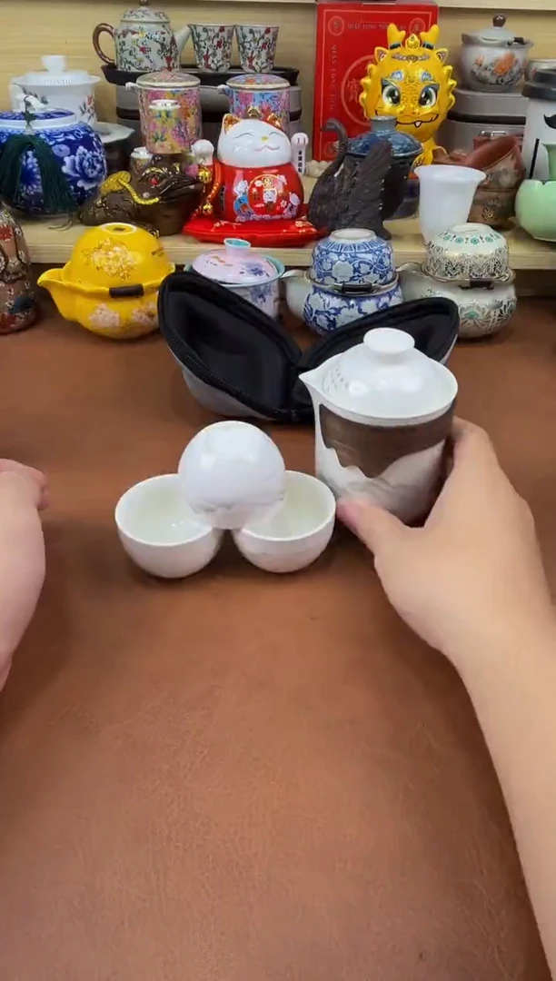 陶瓷茶具摆件旅行套组